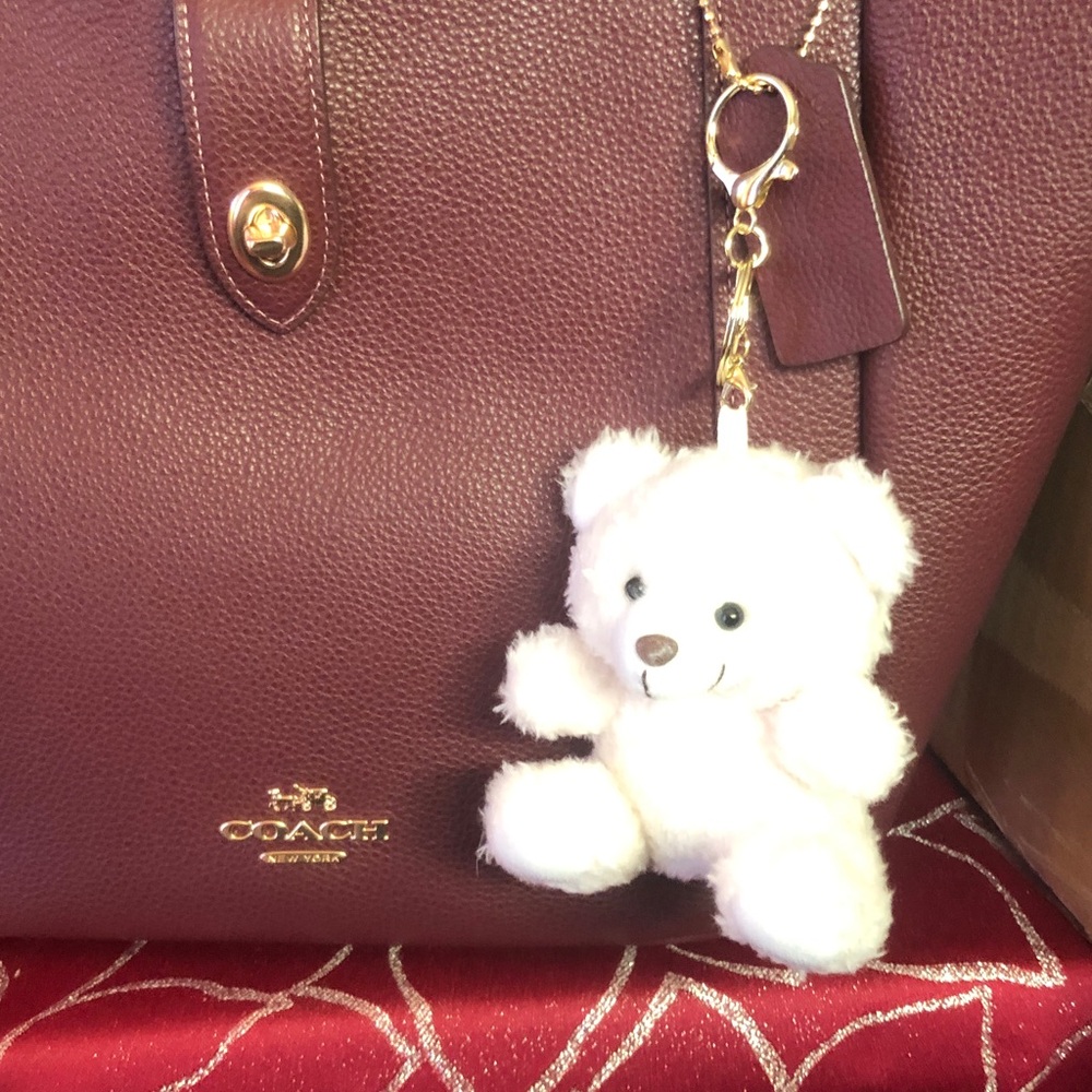 Bag charm purse charm, cute little teddy bear, new unused, white